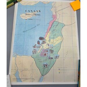 Vtg Canaan From Joshua To Solomon Historical Map religious 19x25" not paper READ